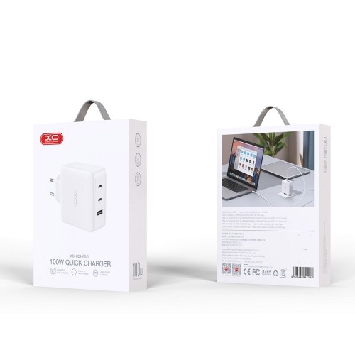 XO wall charger CE14 PD QC 3.0 100W 1x USB 2x USB-C white image 5