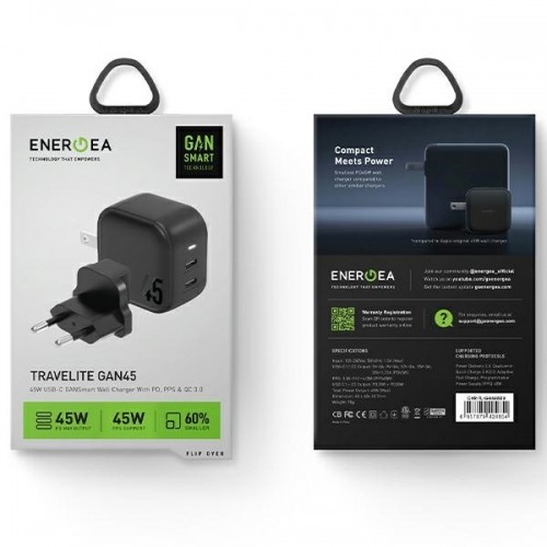 ENERGEA ład. siec. 2xUSB-C PD-PPS 45W 2C czarny|black US+EU Travelite GAN45 image 5