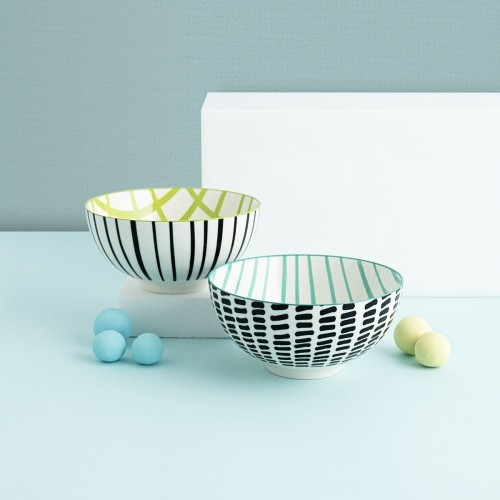 Set of bowls Bidasoa Zigzag Multicolour Ceramic 15 x 15 x 7,3 cm (2 Pieces) image 5