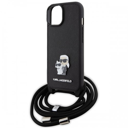 Karl Lagerfeld KLHCP15MSAKCPSK iPhone 15 Plus 6.7" hardcase czarny|black Crossbody Saffiano Metal Pin Karl & Choupette image 5