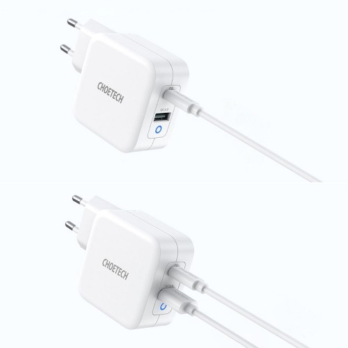 Choetech fast GaN wall charger USB Type C PD USB-A QC3.0 65W 3,25A white (PD8002) image 5