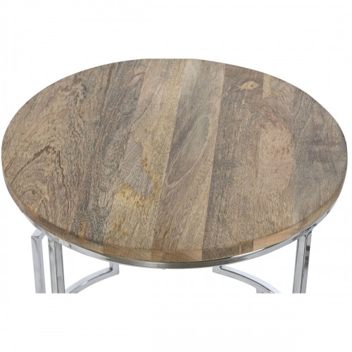 Набор из трех столиков Home ESPRIT Коричневый Серебристый Натуральный Сталь Древесина манго 49,5 x 49,5 x 62 cm image 5