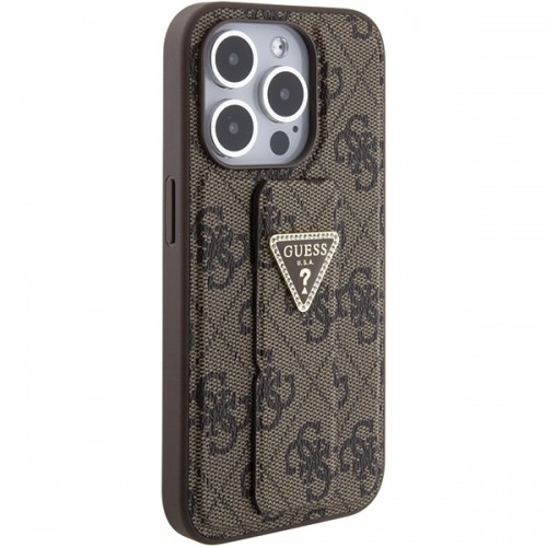 Guess GUHCP15XPGS4TDW iPhone 15 Pro Max 6.7" brązowy|brown hardcase Grip Stand 4G Triangle Strass image 5
