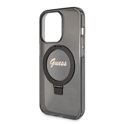 Guess IML Ring Stand Glitter MagSafe Case for iPhone 15 Pro Max Black image 5
