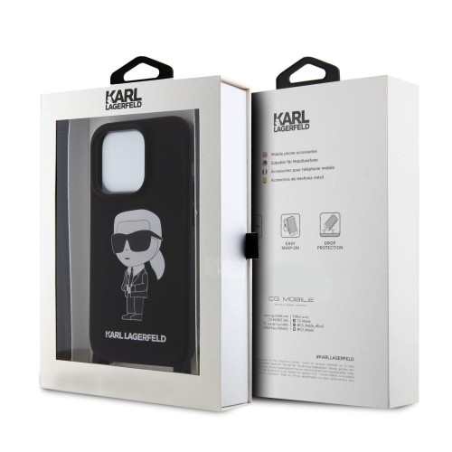 Karl Lagerfeld Liquid Silicone Crossbody Ikonik Case for iPhone 15 Pro Black image 5