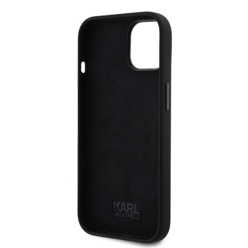 Karl Lagerfeld Liquid Silicone Metal Ikonik Case for iPhone 15 Black image 5