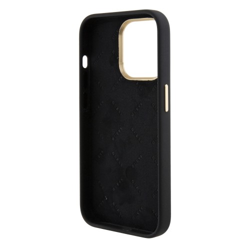 Guess Liquid Silicone 4G Strass Metal Logo Case for iPhone 15 Pro Max Black image 5