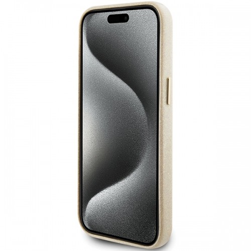 Guess GUHCP15SPGMCSD iPhone 15 6.1" złoty|light gold hardcase Glitter Glossy Script image 5