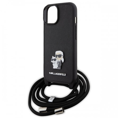 Karl Lagerfeld KLHCP15SSAKCPSK iPhone 15 6.1" hardcase czarny|black Crossbody Saffiano Metal Pin Karl & Choupette image 5