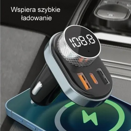 AWEI zestaw głośnomówiący C-843 z transmiterem FM, Bluetooth 5.0, MP3, 1xUSB+1xUSB-C czarny|black image 5