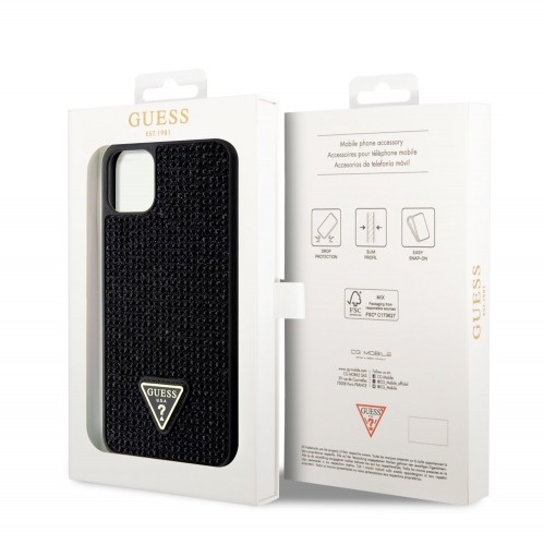 Guess Rhinestones Triangle Metal Logo Case iPhone 11 Pro Max Black image 5