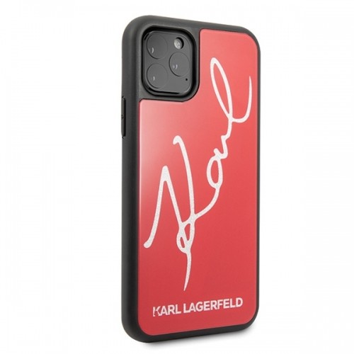 Karl Lagerfeld KLHCN65DLKSRE iPhone 11 Pro Max czerwony|red hard case Signature Glitter image 5