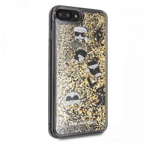 Karl Lagerfeld KLHCI8LROGO iPhone 7|8 Plus czarno-złoty|black & gold hard case Glitter image 5