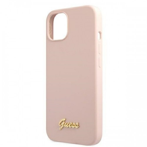 Guess GUHMP13MLSLMGLP iPhone 13 6,1" jasnoróżowy|light pink hardcase Silicone Script Gold Logo Magsafe image 5