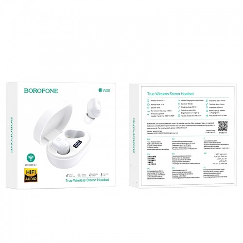 OEM Borofone TWS Bluetooth Earphones BW06 Manner White image 5