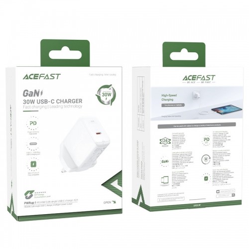 Acefast GaN wall charger (UK plug) USB Type C 30W, Power Delivery, PPS, Q3 3.0, AFC, FCP white (A24 UK white) image 5