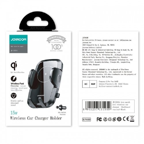 Joyroom Wireless Charger Car Mount Phone Bracket Air Vent Holder Qi Charger 15 W black (JR-ZS241) image 5