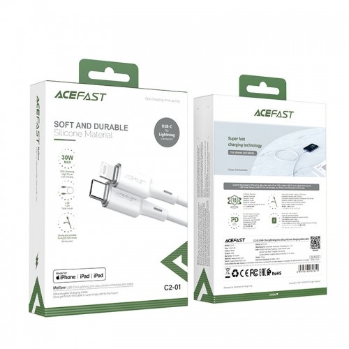 Acefast cable MFI USB Type C - Lightning 1.2m, 30W, 3A white (C2-01 white) image 5