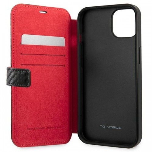 FESAXFLBKP13SBK Ferrari Smooth and Carbon Effect Book Case for iPhone 13 Mini Black image 5