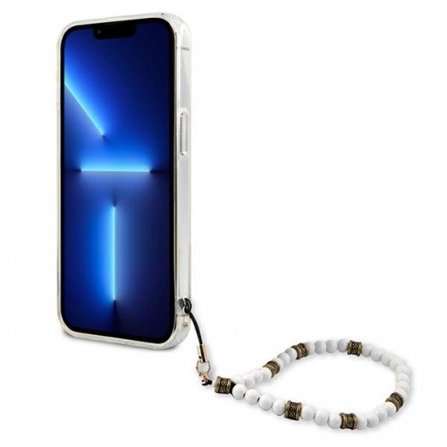 GUHCP13LKPSWH Guess PC Script and White Pearls Case for iPhone 13 Pro Transparent image 5