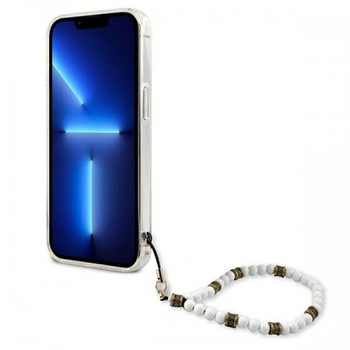 GUHCP13MKPSWH Guess PC Script and White Pearls Case for iPhone 13 Transparent image 5
