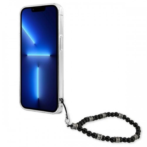 GUHCP13XKPSBK Guess PC Script and Black Pearls Case for iPhone 13 Pro Max Transparent image 5