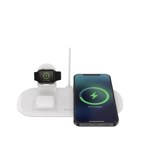 Devia 3 в 1 беспроводное зарядное устройство для iPhone | Airpods | Apple Watch 5V | 2A | 15W | + кабель USB-C | белое image 5