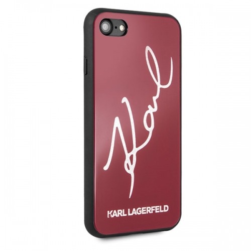 Karl Lagerfeld KLHCI8DLKSRE Signature Glitter Silicone Cover Aizsargapvalks Apple iPhone 7 | 8 | SE 2020 Sarkans image 5