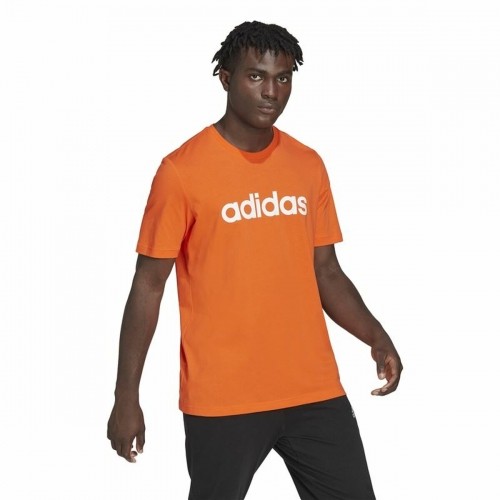 Men’s Short Sleeve T-Shirt Adidas  Essentials Embroidered Linear Orange image 5
