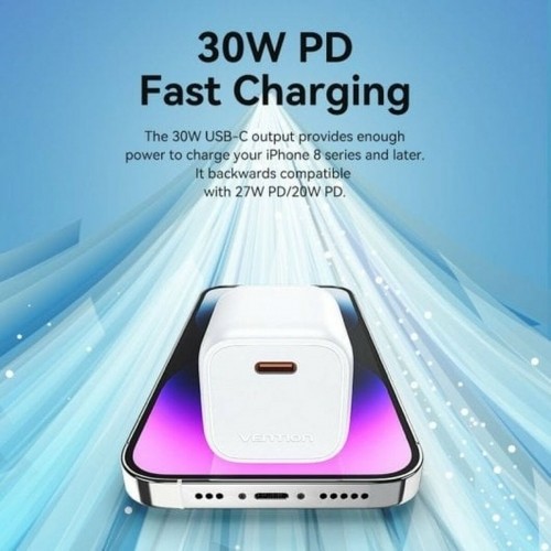 Wall Charger Vention FAKW0-EU 30 W USB-C Green image 5