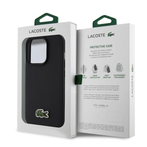 Lacoste Iconic Petit Pique Woven Logo MagSafe Case for iPhone 15 Pro Max Black image 5