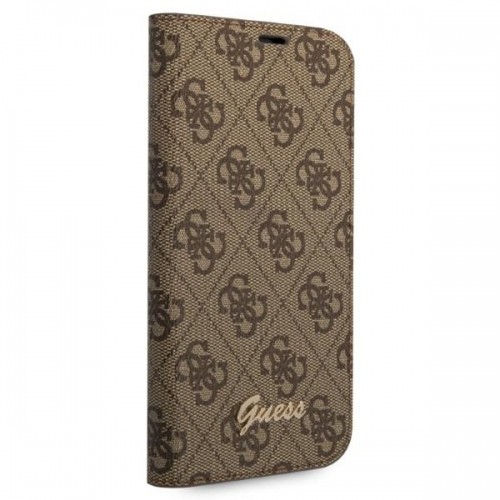 Guess GUBKP14XHG4SHW iPhone 14 Pro Max 6,7" brązowy|brown book 4G Vintage Gold Logo image 5