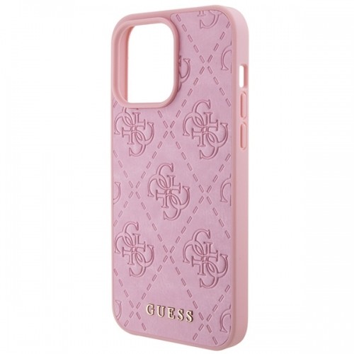 Guess GUHCP15LP4EPMP iPhone 15 Pro 6.1" różowy|pink hardcase Leather 4G Stamped image 5