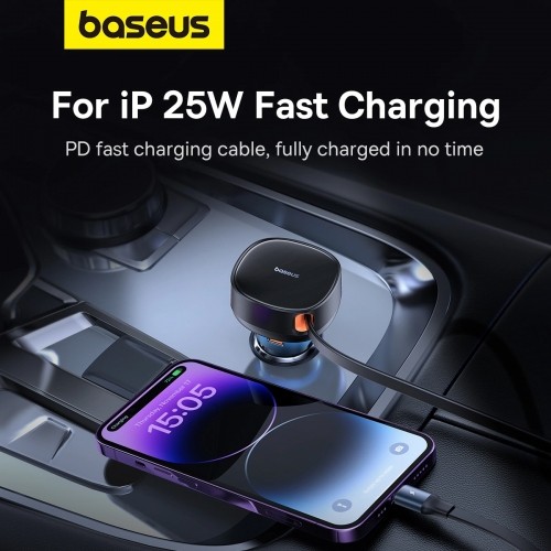 Baseus Enjoyment Pro USB-C (female) | Lightning (male) 60W car charger - black image 5