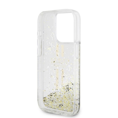 Guess PC|TPU Liquid Glitter Gold Stripe Case for iPhone 15 Pro Max Transparent image 5