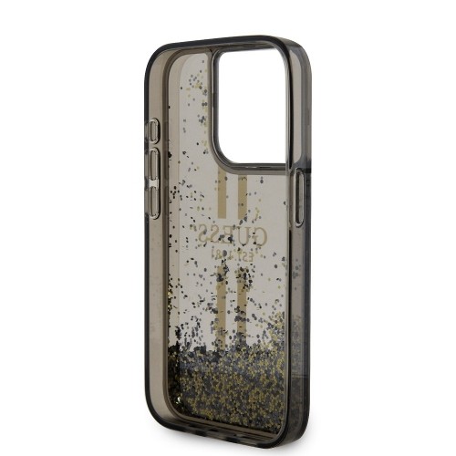Guess PC|TPU Liquid Glitter Gold Stripe Case for iPhone 15 Pro Black image 5