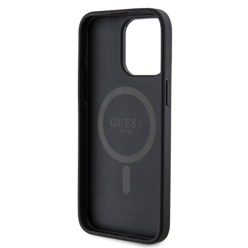 Guess PU Leather 4G Colored Ring MagSafe Case for iPhone 15 Pro Max Black image 5