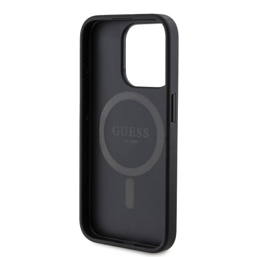 Guess PU Leather 4G Colored Ring MagSafe Case for iPhone 15 Pro Black image 5