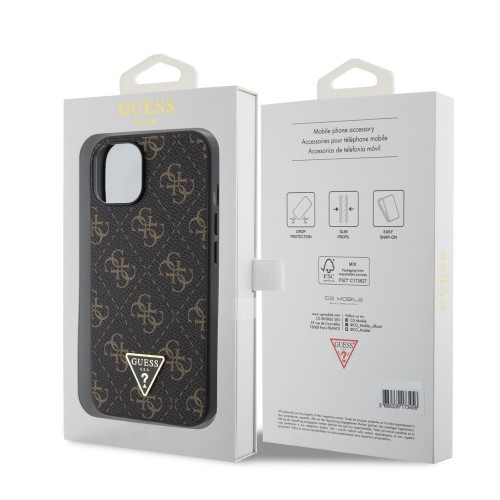 Guess PU Leather 4G Triangle Metal Logo Case for iPhone 14 Black image 5