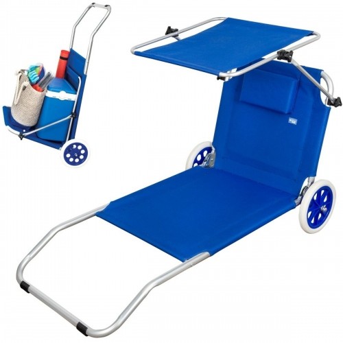 Sun-lounger Aktive Blue Awning Folding cart 62 x 62 x 117 cm (2 Units) image 5