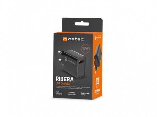 NATEC MAINS CHARGER RIBERA USB-A 18W BLACK image 5