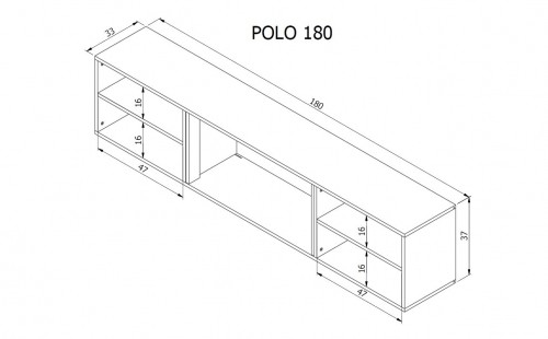 Cama Meble RTV cabinet POLO 180x33x39 black + fireplace white image 5