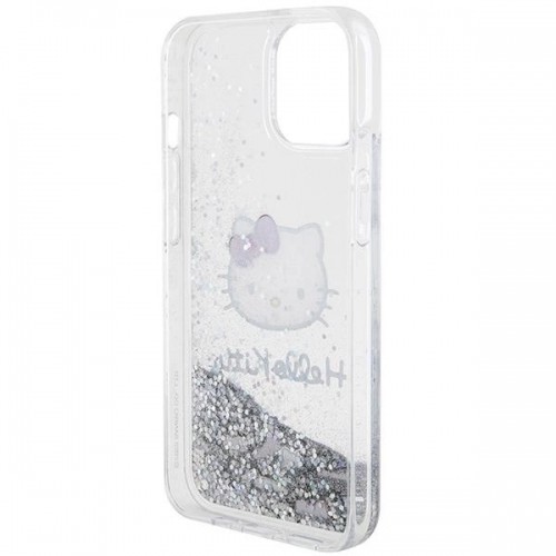 Hello Kitty Liquid Glitter Charms Kitty Head case for iPhone 15 - silver image 5