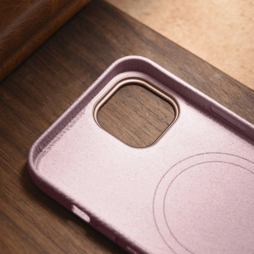 iCarer Litchi Premium Leather Case iPhone 14 Magnetic Leather Case with MagSafe Pink (WMI14220709-PK) image 5