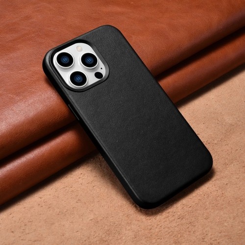 iCarer Case Leather Cover Genuine Leather Case for iPhone 14 Pro Max black (WMI14220708-BK) (MagSafe Compatible) image 5