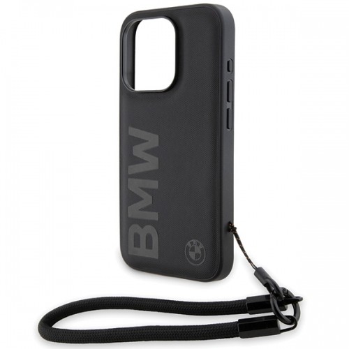 BMW BMHCP15X23RMRLK iPhone 15 Pro Max 6.7" czarny|black hardcase Signature Leather Wordmark Cord image 5