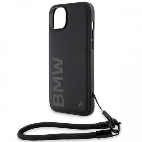 BMW BMHCP15S23RMRLK iPhone 15 | 14 | 13 6.1" czarny|black hardcase Signature Leather Wordmark Cord image 5