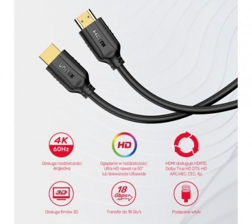 UNITEK HDMI CABLE 2.0 4K 60HZ 1.5M C11079BK-1.5M image 5