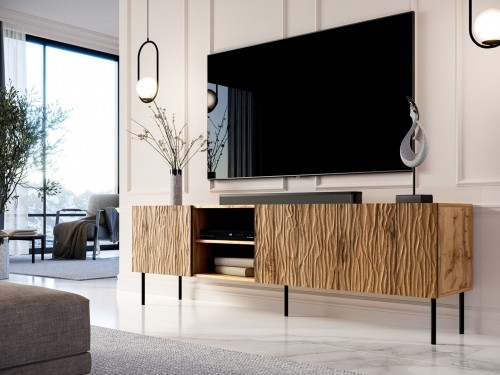 Cama Meble RTV JUNGLE cabinet 190x40.5x59.5 oak wotan + black legs image 5