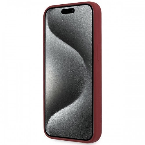 BMW BMHMP15XSLBLRE iPhone 15 Pro Max 6.7" czerwony|red hardcase Silicone Big Logo MagSafe image 5